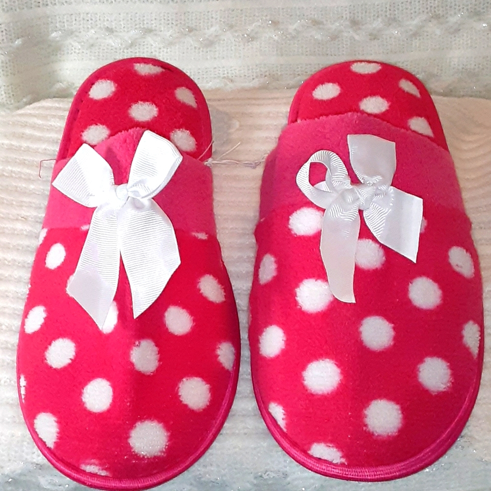 Pink Polka Dot Slippers NWT